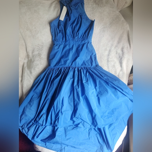 Veronica beard Radley taffeta dress CRISSCROSS neck MAXI blue size 8 BNWT - Picture 13 of 15